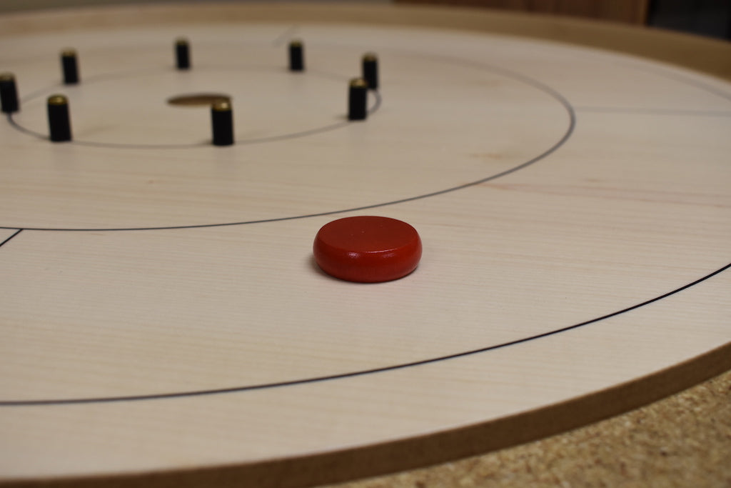 13 rote Crokinole-Scheiben (halbes Set)